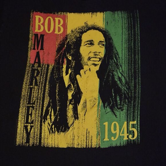 Bob Marley Zion Rootswear 1945 Retro Black T Shirt Mens Size Large - Picture 2 of 6
